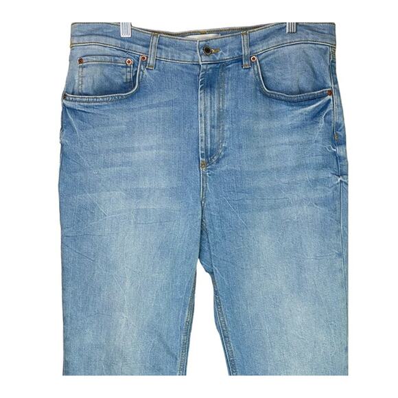 ZARA Distressed High Rise Cropped Straight Leg Jeans Raw Hem 5 pockets 12 #2794 - Picture 3 of 15